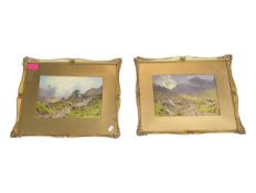 PAIR OF 1920S WATERCOLOUR MOORLAND LANDSCAPE PAINTINGS