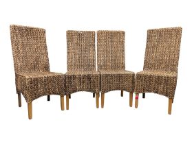 SET OF FOUR VINTAGE 20TH CENTURY WOVEN CONSERVATORY DINING CHAIRS