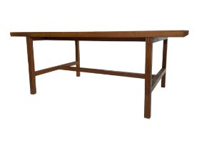 LARGE VINTAGE MID CENTURY TEAK WORKSHOP INDUSTRIAL TABLE
