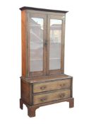 19TH CENTURY OAK BOOKCASE ON CHEST OF DRAWERS