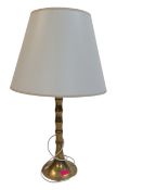 VINTAGE 1970S HOLLYWOOD REGENCY BAMBOO BRASS TABLE LAMP