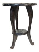 LIBERTY JAPANESE STYLE CARVED TOP TRIPOD OCCASIONAL TABLE