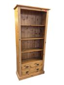 VICTORIAN REVIVAL 20TH CENTURY PINE BOOKCASE WITH DRAWERS