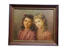 19TH CENTURY OIL ON CANVAS PORTRAIT STUDY OF CHILDREN