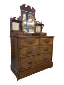 EDWARDIAN PINE TRIPTYCH MIRROR DRESSING CHEST OF DRAWERS