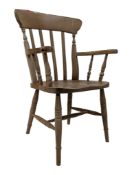 19TH CENTURY VICTORIAN WINDSOR LATHE BACK ARMCHAIR