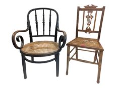 BENTWOOD THONET MANNER CAFE ARMCHAIR & ANOTHER