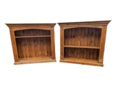 PAIR OF VICTORIAN REVIVAL COUNTRY PINE OPEN WINDOW BOOKCASES