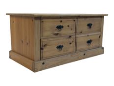 VICTORIAN REVIVAL COUNTRY PINE LOW CHEST OF DRAWERS / MEDIA CABINET