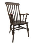 19TH CENTURY BEECH & ELM WINDSOR ARMCHAIR
