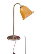 VINTAGE ART DECO GLASS & BRASS TABLE LAMP