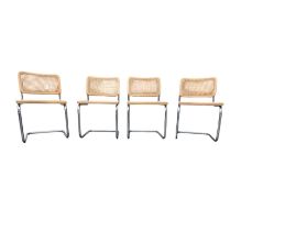 FOUR CONTEMPORARY MARCEL BREUER CHROME DINING CHAIRS