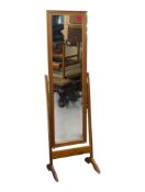 BRITISH MODERN DESIGN - VINTAGE 20TH CENTURY TEAK CHEVAL FLOOR STANDING MIRROR