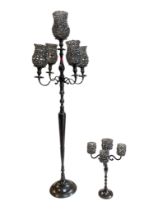 CONTEMPORARY METAL & GLASS STANDARD LAMP & SIDE TABLE LAMP