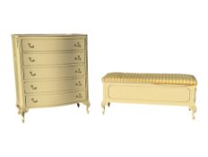 FRENCH LOUIS XVI STYLE CHEST OF DRAWERS & BLANKET BOX CHEST