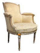 18TH CENTURY LOUIS XVI FRENCH FAUTEUIL ARMCHAIR