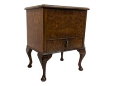 1950S QUEEN ANNE REVIVAL WALNUT PEDESTAL SEWING BOX