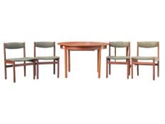 G-PLAN - MID CENTURY TEAK EXTENDING CIRCULAR DINING TABLE WITH FOUR CHAIRS