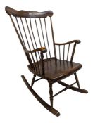 20TH CENTURY BEECH WOOD ROCKING CHAIR / ARMCHAIR