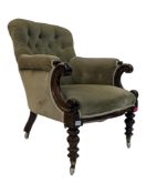 VICTORIAN 19TH CENTURY BUTTON BACK SALON ARMCHAIR