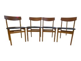 BRITISH MODERN DESIGN - SET OF FOUR MID CENTURY TEAK DINING CHAIRS