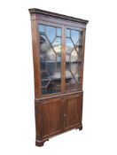 19TH CENTURY GEORGE III MAHOGANY CORNER CABINET