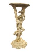 19TH CENTURY ITALIAN CARVED PUTTI WOOD PLANT STAND