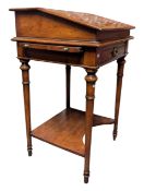 A 20TH CENTURY WALNUT LADIES WRITING WORK TABLE - BONHEUR DE JOUR