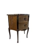 EARLY 20TH CENTURY FRENCH LOUIS XV STYLE MARQUETRY BEDSIDE CABINET UNIT