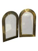 PAIR OF VINTAGE BRASS DOMED WALL MIRRORS
