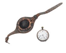 BELIEVED SECOND WORLD WAR OMEGA POCKET WATCH IN LEATHER STRAP
