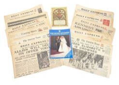 HISTORY EPHEMERA - COLLECTION OF VINTAGE NEWSPAPERS DETAILING HISTORIC EVENTS