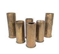 COLLECTION OF BRASS ENGINE STARTING CARTRIDGES & TRENCH ART SHELLS
