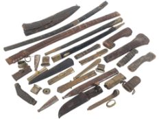COLLECTION OF SWORD & BAYONET PARTS - HILTS & SCABBARDS