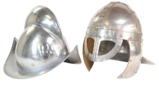 TWO REENACTMENT MEDIEVAL STYLE HELMETS