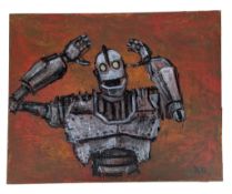 THE IRON GIANT - ORIGINAL SIGNED PAINTING BY RICHARD BAZLEY