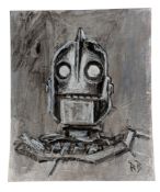 THE IRON GIANT - ORIGINAL SIGNED PAINTING BY RICHARD BAZLEY