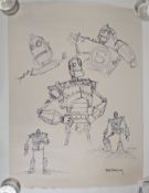 THE IRON GIANT - ORIGINAL SIGNED SKETCH BY RICHARD BAZLEY