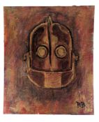 THE IRON GIANT - ORIGINAL SIGNED PAINTING BY RICHARD BAZLEY