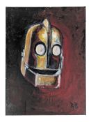 THE IRON GIANT - ORIGINAL SIGNED PAINTING BY RICHARD BAZLEY