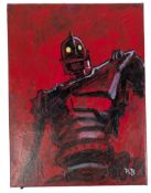 THE IRON GIANT - ORIGINAL SIGNED PAINTING BY RICHARD BAZLEY