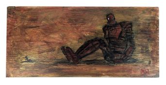 THE IRON GIANT - SIGNED PAINTING ON WOOD BY RICHARD BAZLEY