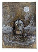 THE IRON GIANT - ORIGINAL SIGNED PAINTING BY RICHARD BAZLEY