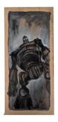 THE IRON GIANT - SIGNED PAINTING ON WOOD BY RICHARD BAZLEY