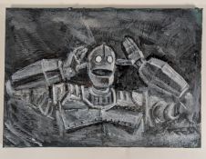 THE IRON GIANT - ORIGINAL SIGNED PAINTING BY RICHARD BAZLEY