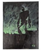 THE IRON GIANT - ORIGINAL SIGNED PAINTING BY RICHARD BAZLEY