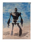 THE IRON GIANT - ORIGINAL SIGNED PAINTING BY RICHARD BAZLEY
