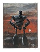 IRON GIANT - ORIGINAL SIGNED PAINTING BY RICHARD BAZLEY