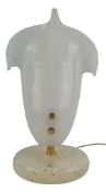 ITALIAN VINTAGE MID CENTURY GLASS & MARBLE EFFECT TABLE DESK LAMP