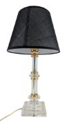 ITALIAN LATE 20TH CENTURY GLASS & GILT METAL COLUMN TABLE LAMP